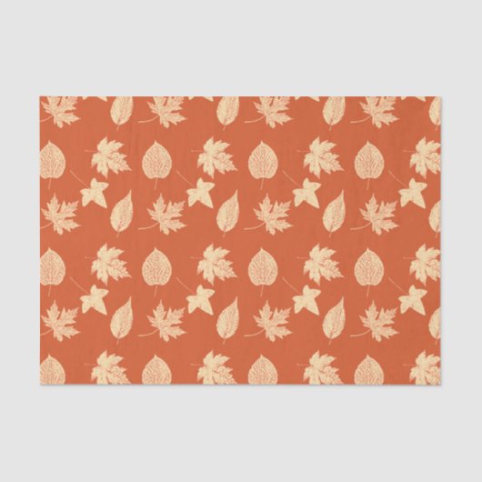 Papier Mousseline Feuille d'automne - mandarine (Recto)