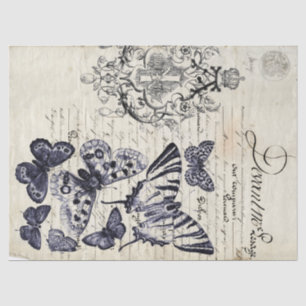Papier Mousseline Feuille de collage de papillon de manuscrit