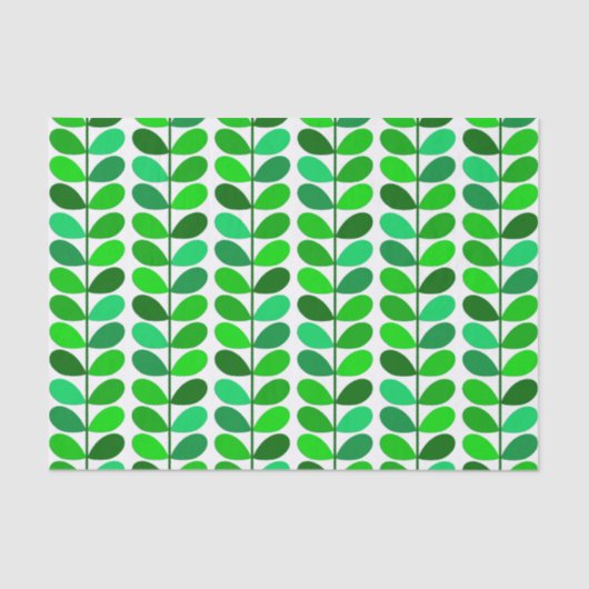 Papier Mousseline Feuille de la moitié du siècle, émeraude et vert (Recto)