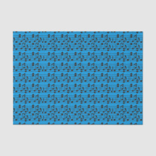 Papier Mousseline Feuille de musique bleu et noir