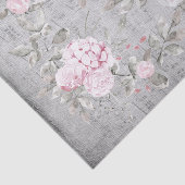 Papier Mousseline feuille de musique florale rose grise (Détail)