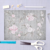 Papier Mousseline feuille de musique florale rose grise (Artisanat)