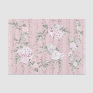 Papier Mousseline feuille de musique gris rose