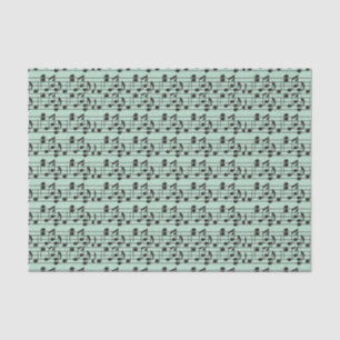 Papier Mousseline Feuille de musique verte et noire
