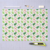 Papier Mousseline Feuille de palmier  Flamants roses roses Motif (Artisanat)