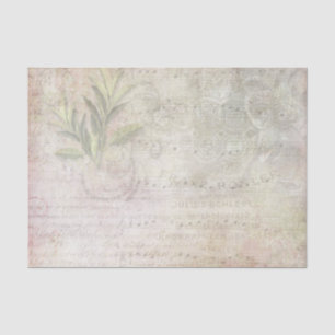 Papier Mousseline Feuille de style vintage Musique avec Feuilles et