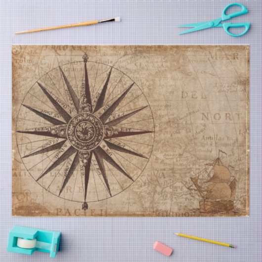 Papier Mousseline feuille de tissu compas (Artisanat)