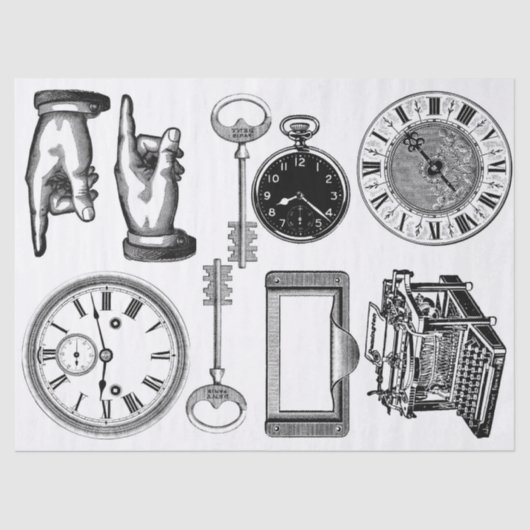 Papier Mousseline Feuille d'éléments de Steampunk de journal (Recto)