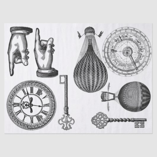 Papier Mousseline Feuille d'éléments de Steampunk de journal (Recto)