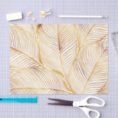 Papier Mousseline Feuille d'or blanc Motif élégant (Artisanat)