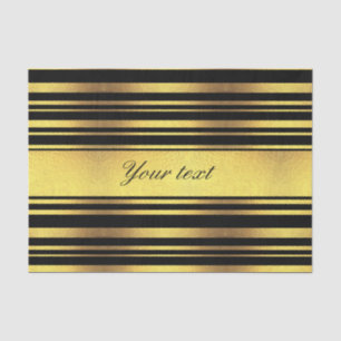 Papier Mousseline Feuille d'or chique de Faux et rayures noires