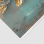 Papier Mousseline Feuille d'or et papier tissu botanique turquoise (Détail)