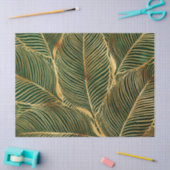 Papier Mousseline Feuille d'or Forêt verte Élégant Motif (Artisanat)
