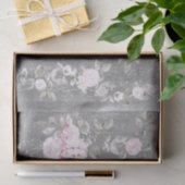 Papier Mousseline feuille grise de musique florale rose (Cadeau)