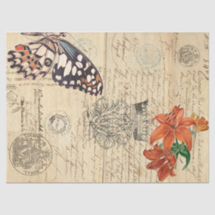 Papier Mousseline Feuille laissée par papillon de Boho Decoupage