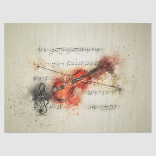 Papier Mousseline Feuille Musique Violon Découpage Tissu papier (Recto)
