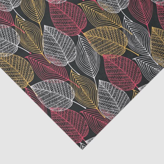 Papier Mousseline Feuille squelette moderne Motif d'automne (Détail)