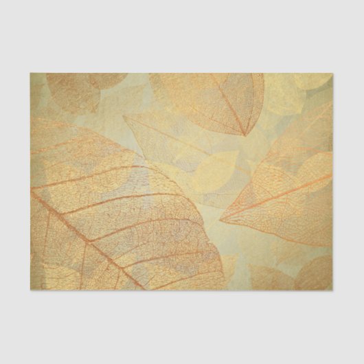 Papier Mousseline Feuille squelettique en bronze d'or (Recto)