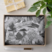 Papier Mousseline Feuille tropical noir et blanc moderne de banane (Cadeau)