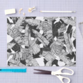 Papier Mousseline Feuille tropical noir et blanc moderne de banane (Artisanat)