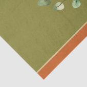 Papier Mousseline Feuilles automnales orange et vert monogramme (Détail)