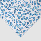 Papier Mousseline Feuilles bleus de la Marine sur blanc (Détail)