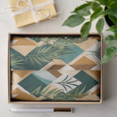 Papier Mousseline Feuilles Boho et Formes Géométriques (Cadeau)