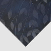 Papier Mousseline Feuilles Botaniques Bleu Foncé Mariage Moderne Chi (Détail)