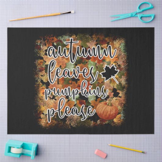 Papier Mousseline Feuilles Citrouilles d'automne modernes (Artisanat)