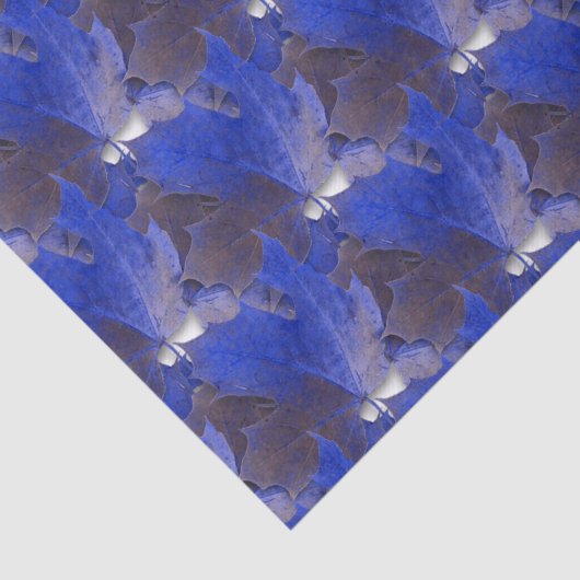 Papier Mousseline Feuilles d'automne bleues (Détail)