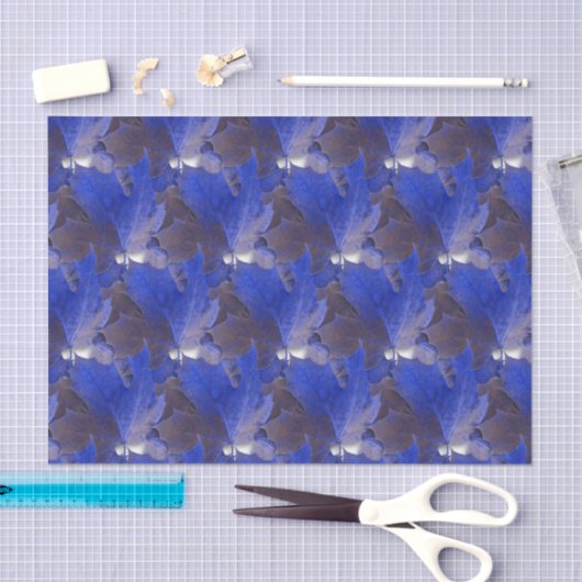Papier Mousseline Feuilles d'automne bleues (Artisanat)