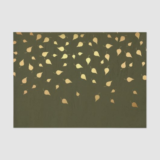 Papier Mousseline Feuilles d'automne dorées (Recto)