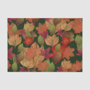 Papier Mousseline Feuilles d'automne en vert