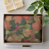 Papier Mousseline Feuilles d'automne en vert (Cadeau)