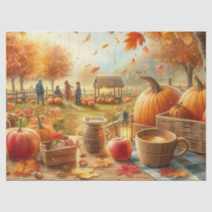 Papier Mousseline Feuilles d'automne et citrouilles en découpage