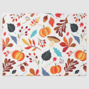 Papier Mousseline Feuilles d'automne et Motif Citrouille