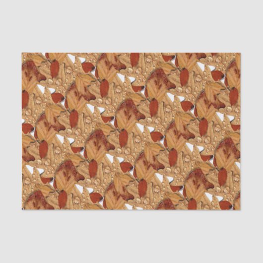 Papier Mousseline Feuilles d'automne humides (Recto)