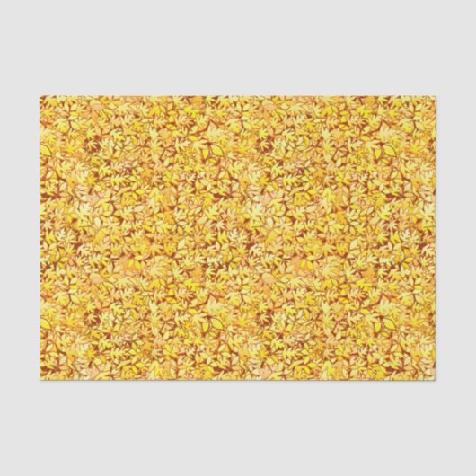 Papier Mousseline Feuilles d'automne, jaune doré (Recto)