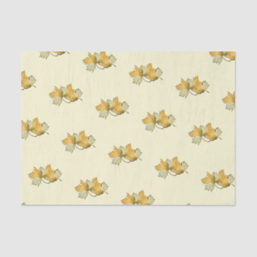 Papier Mousseline Feuilles d'automne jaunes (Recto)