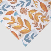 Papier Mousseline Feuilles d'automne orange et bleu brûlés (Détail)