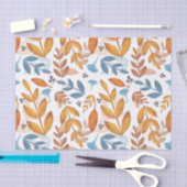 Papier Mousseline Feuilles d'automne orange et bleu brûlés (Artisanat)