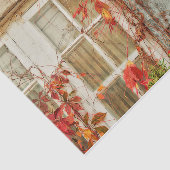 Papier Mousseline Feuilles d'automne Rouge Jaune Antique Fenêtre Pay (Détail)