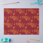 Papier Mousseline Feuilles de branches de silhouette orange sur roug (Artisanat)