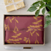 Papier Mousseline Feuilles de branches de silhouette orange sur roug (Cadeau)