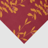 Papier Mousseline Feuilles de branches de silhouette orange sur roug (Détail)