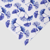 Papier Mousseline Feuilles de gingko bleu et blanc (Détail)