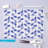 Papier Mousseline Feuilles de gingko bleu et blanc (Artisanat)