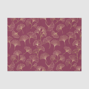 Papier Mousseline Feuilles de Ginkgo dorées luxueuses sur fond Bourg