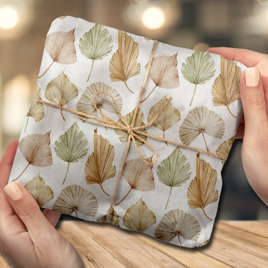 Papier Mousseline Feuilles de palmier aquarelle exotique