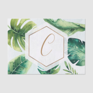 Papier Mousseline Feuilles de Palmier Or Blanc Élégant Été Tropical